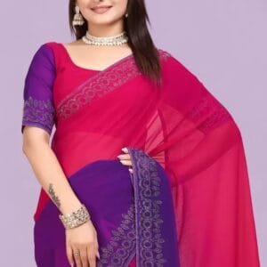 SHELDROM MART
Embellished Bollywood Georgette Saree  (Blue)