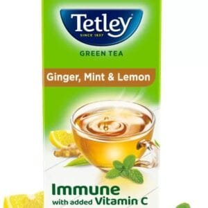 Tetley Immune with Added Vitamin C Ginger, Mint, Lemon Green Tea Bags Box  (100 Bags)