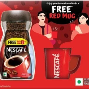 Nescafe Classic Powder Jar with Red Instant Coffee  (1N Frosty Nescafe Glass Free)  (180 g)