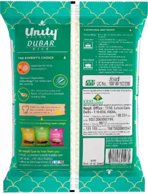 Unity From The House of India Gate - Dubar Basmati Rice (Basmathi Arisi) (Medium Grain)  (1 kg) - Image 2