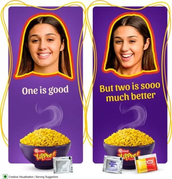 Sunfeast YiPPee! Mood Masala, Long, Non-Sticky, Instant Noodles 4 in 1 Pack Instant Noodles Vegetarian  (260 g) - Image 3