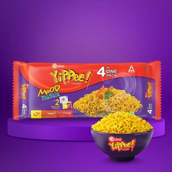 Sunfeast YiPPee! Mood Masala, Long, Non-Sticky, Instant Noodles 4 in 1 Pack Instant Noodles Vegetarian  (260 g)
