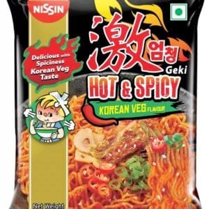 Nissin Geki Hot & Spicy Korean Veg Flavoured Ramen Instant Noodles Vegetarian  (48 x 1.67 g)