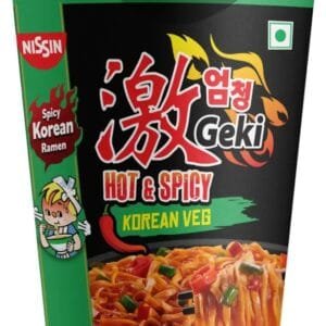 Nissin Hot & Spicy Korean Veg Flavoured Ramen Cup Noodles Vegetarian  (70 g)