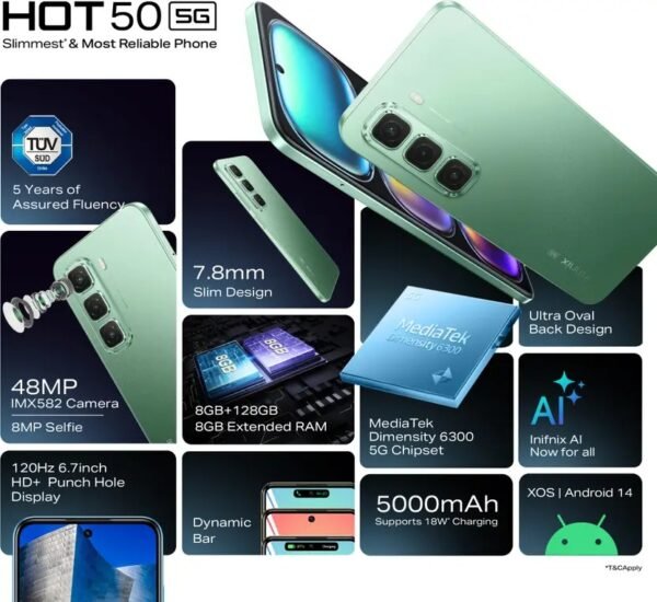 Infinix Hot 50 5G (Vibrant Blue, 128 GB)  (4 GB RAM) - Image 2